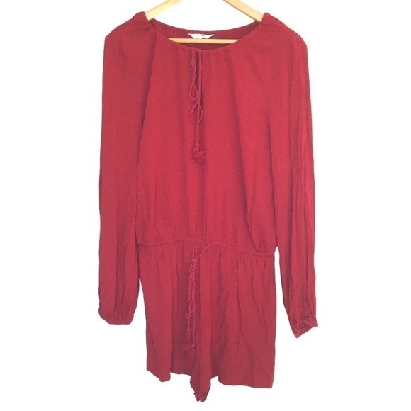JACK by BB Dakota red long sleeve romper size Medium - Picture 3 of 12